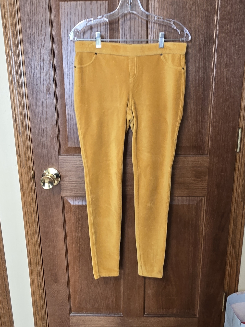 June & Daisy Mustard Gold Corduroy Leggings Pants Sz M Soft Stretch Jeggings